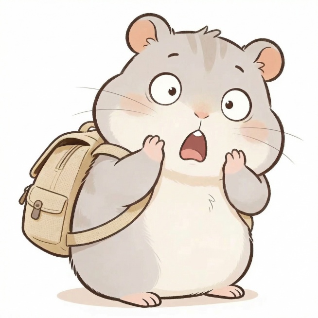 参考上传的仓鼠形象，绘制惊讶表情的卡通仓鼠表情包，无任何文字标签，保持原可爱画风，白色背景预览效果