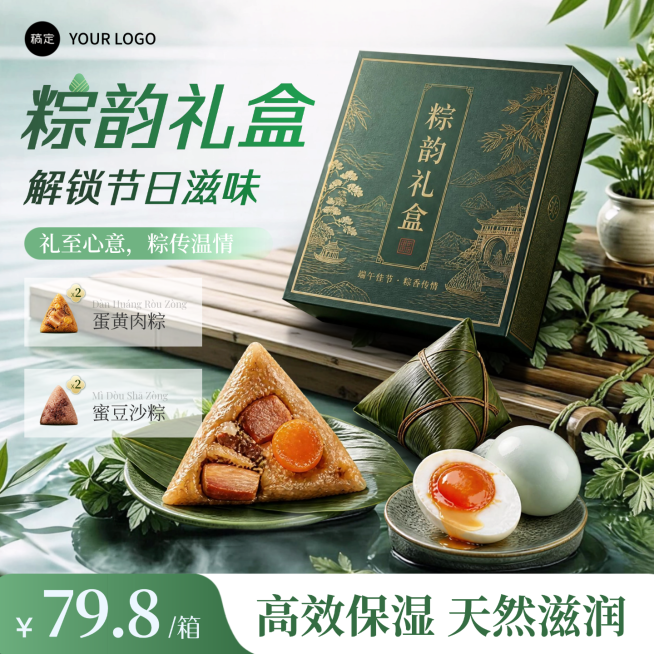端午节粽子礼盒节日产品营销国潮风电商宣传商品主图预览效果