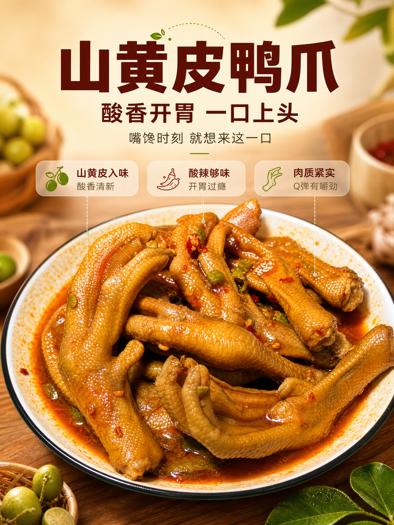 [商品] 使用【图1】山黄皮鸭爪实物图；保留鸭爪完整形态、棕黄… - 图片创意预览