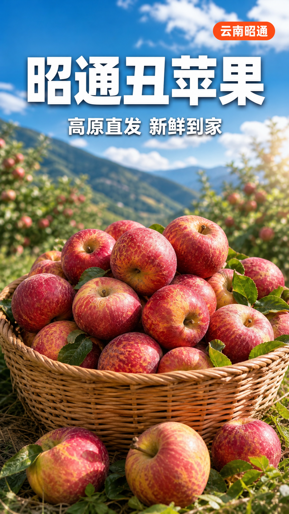 [商品] 使用【图1】草地果筐中装满的云南昭通丑苹果与【图2】… - 图片创意预览