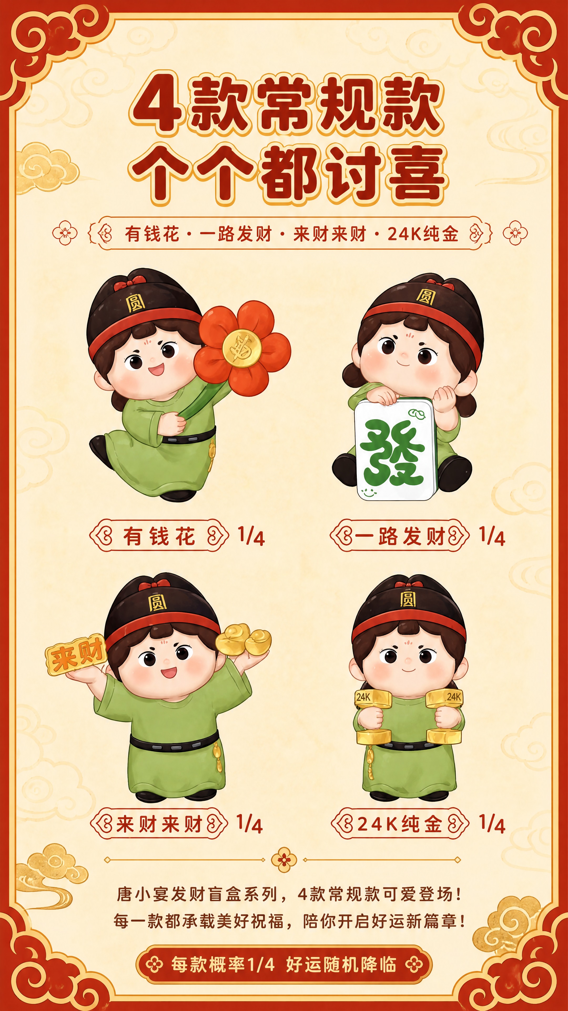 [商品] 使用【图2】唐小宴发财盲盒图鉴背面图；保留4款常规款… - 图片创意预览
