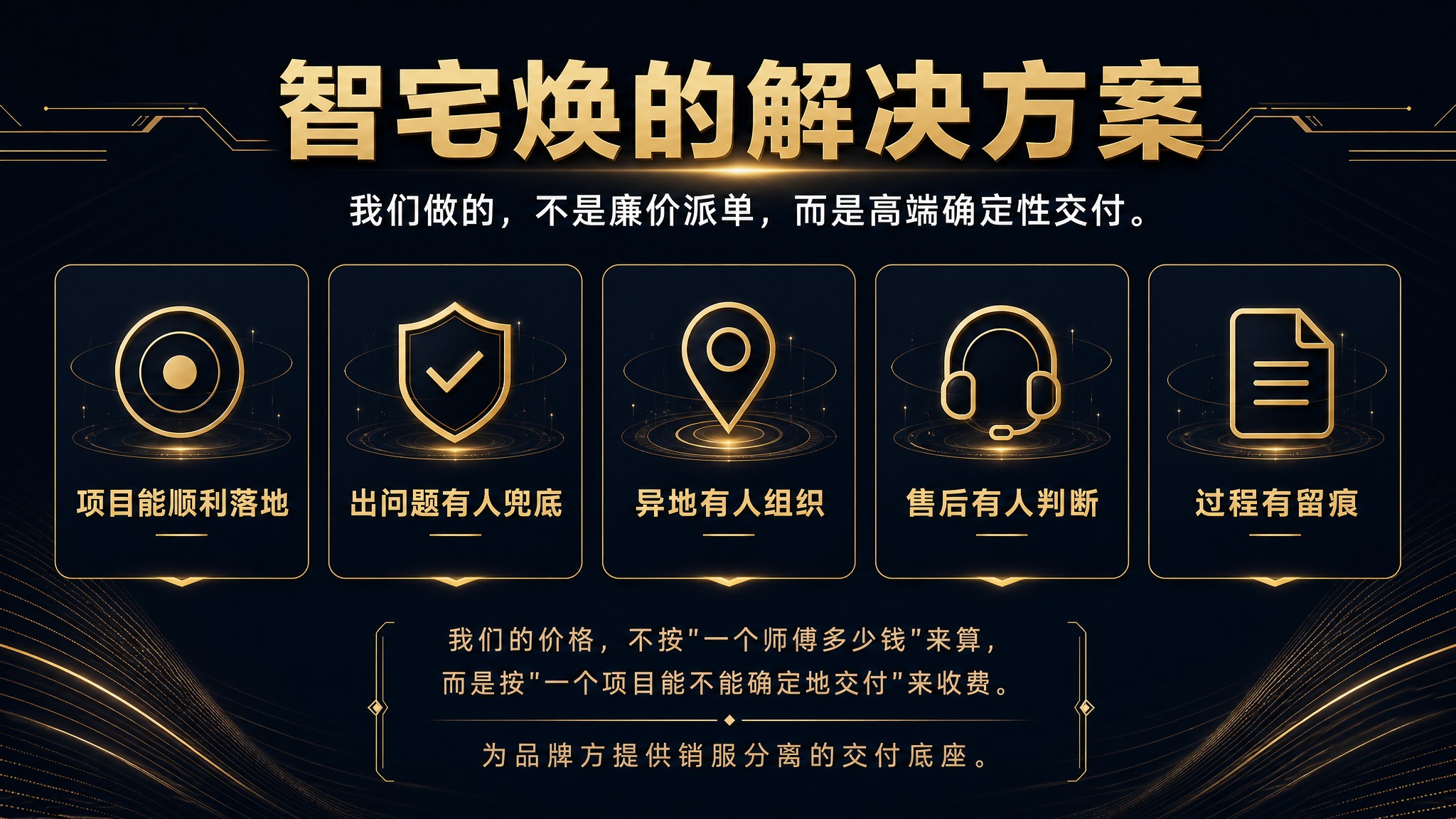 PPT内页设计，深色背景（深蓝近黑），金色抽象几何示意图形，高… - 图片创意预览