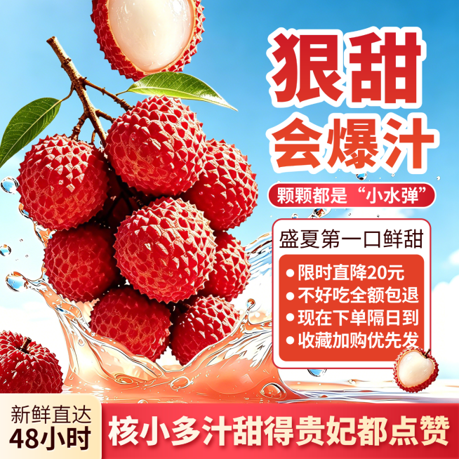 荔枝水果夏季促销活动宣传清新感商品主图预览效果