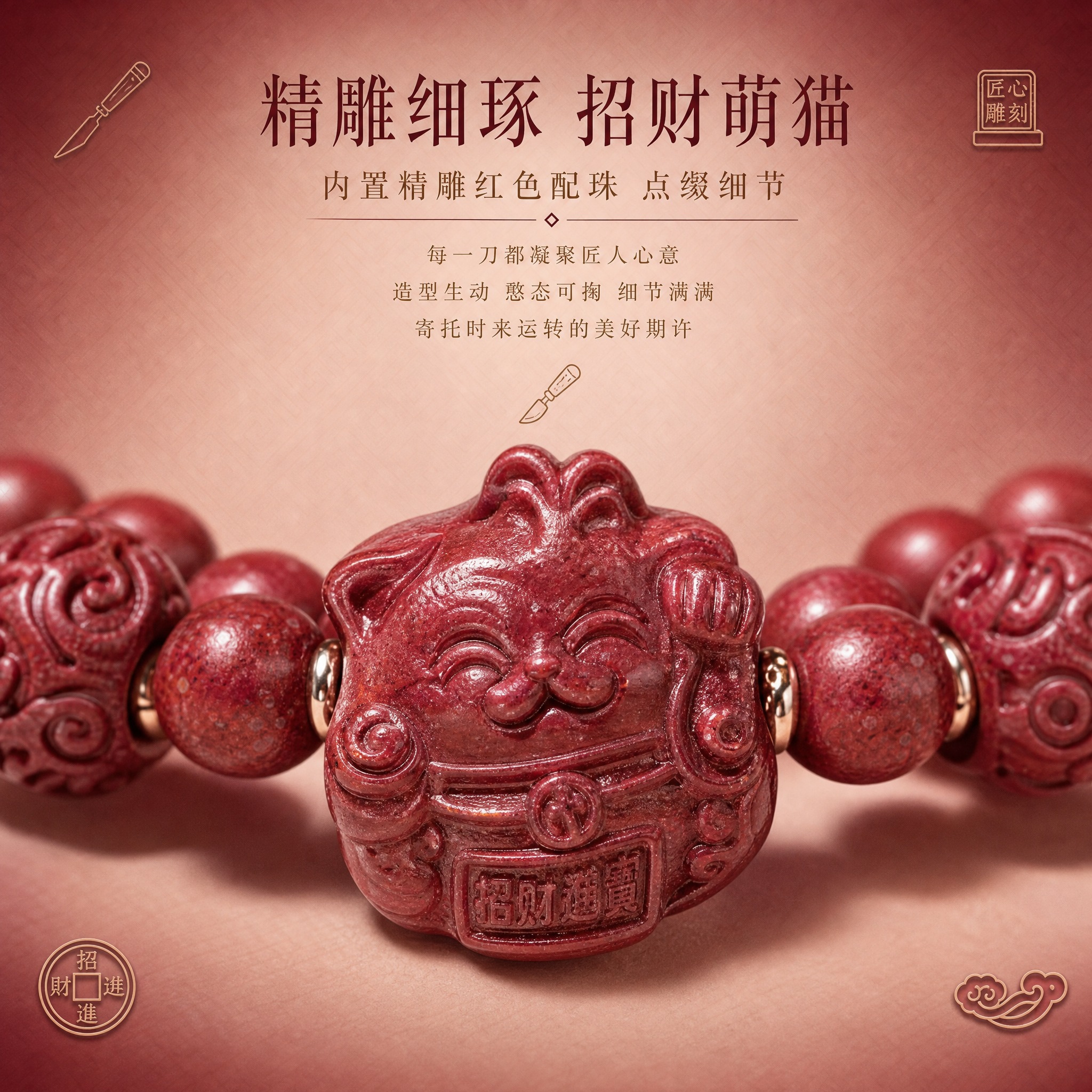 [商品] 使用【图1】紫金砂招财猫平安转运珠双圈手串；保留所有… - 图片创意预览
