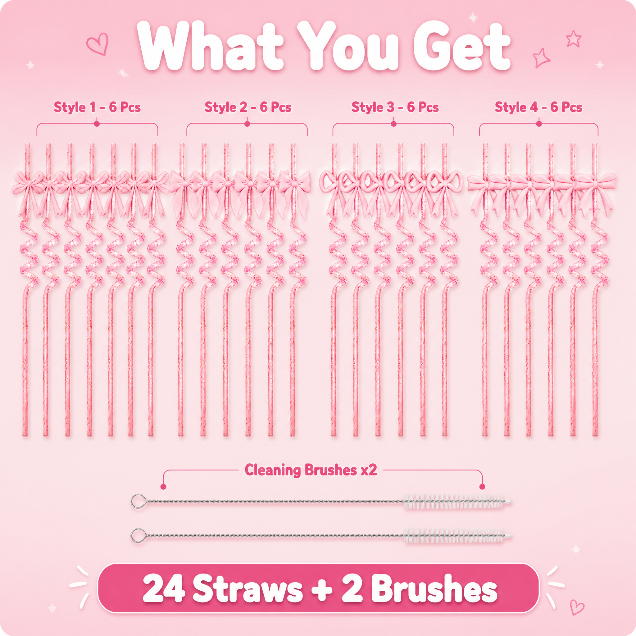 [主图-5] Pink Bow Glitter Curly S… - 图片创意预览