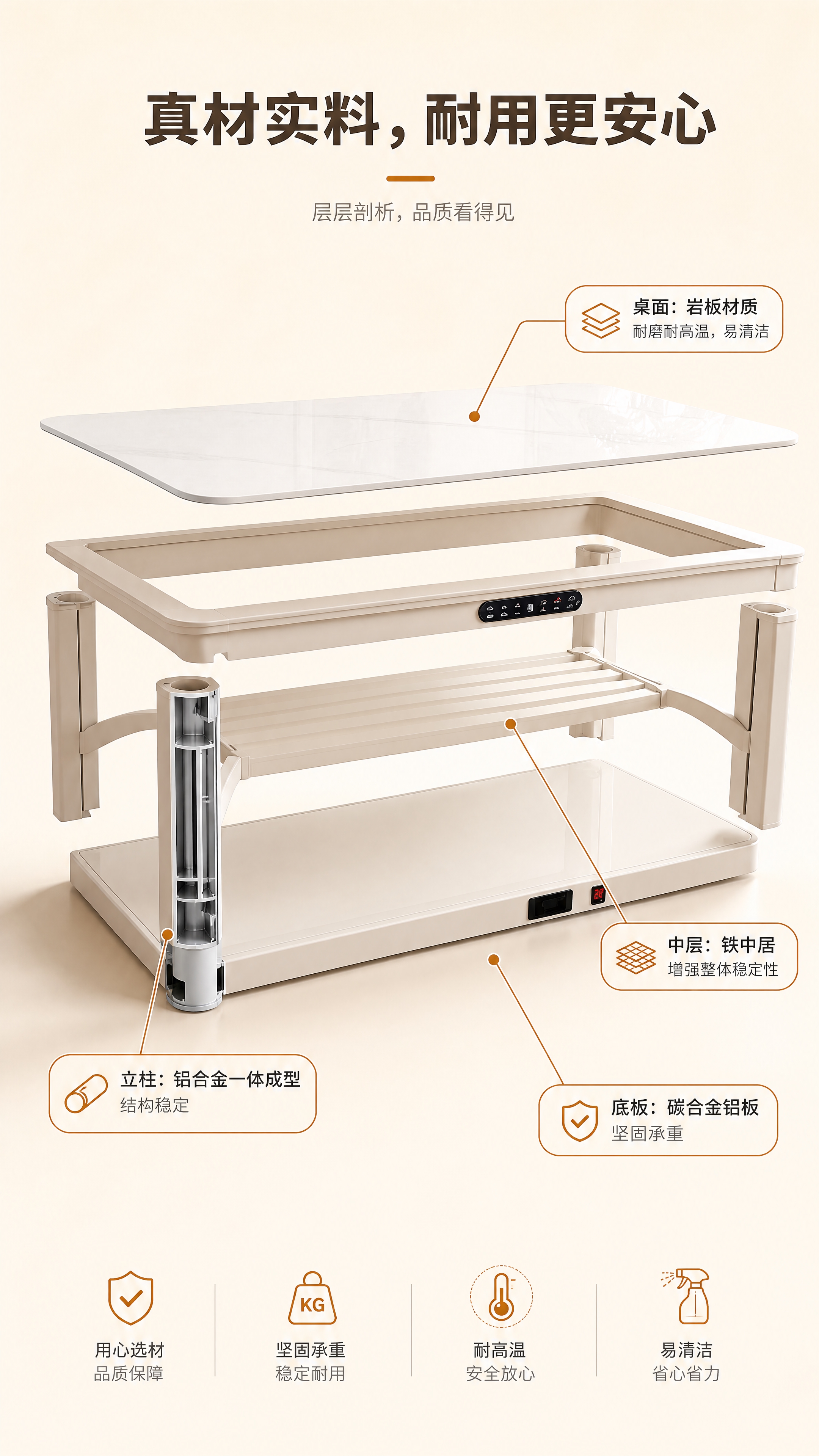 [商品] 使用【图2】A19智能升降岩板取暖茶几；保留产品整体… - 图片创意预览