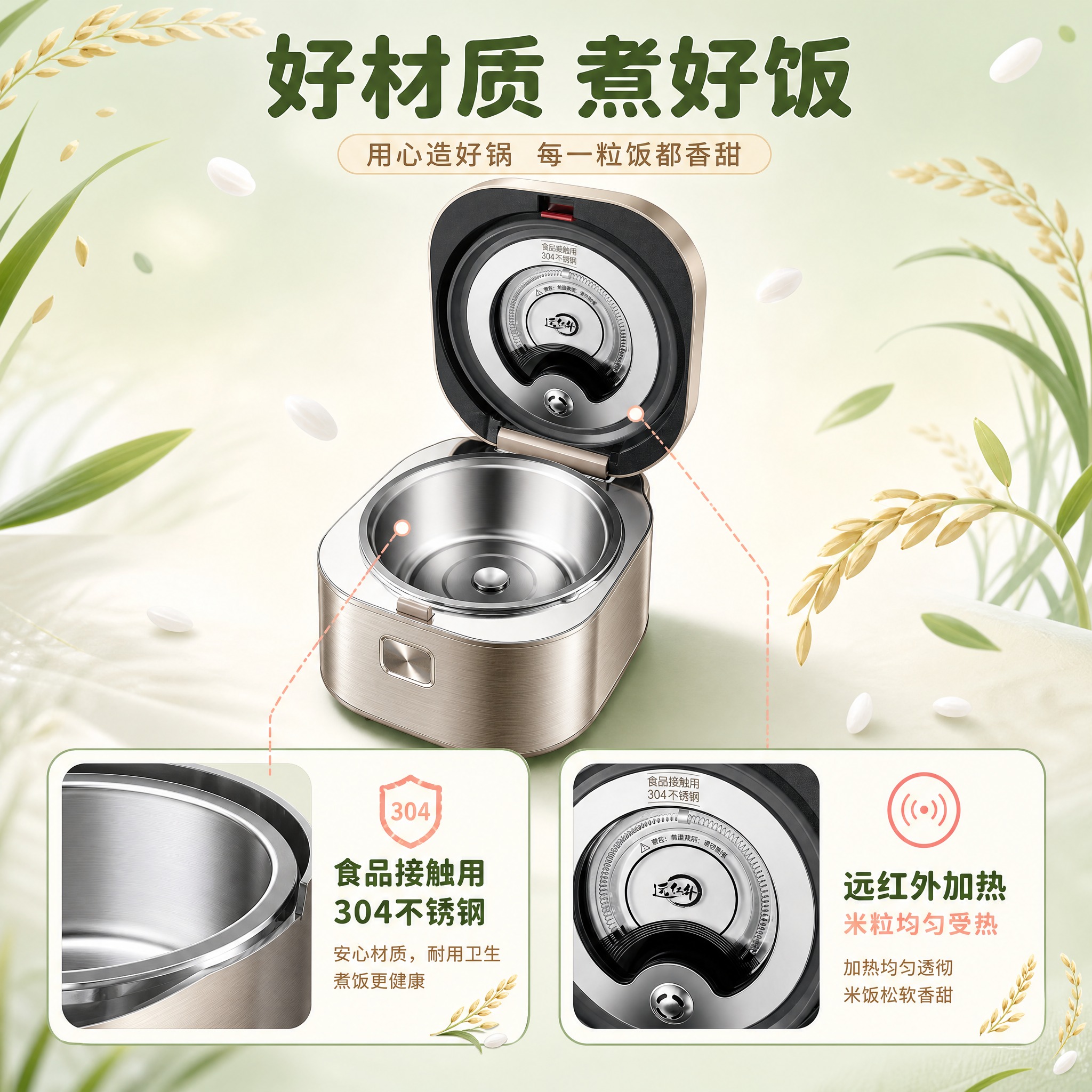 [主图-3] 产品结构细节证据图，展示304不锈钢内胆和远红外… - 图片创意预览