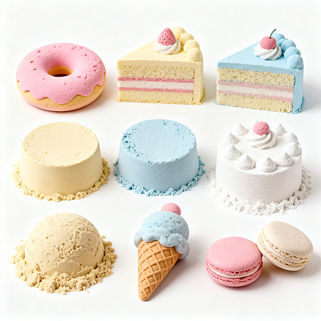 软3D粘土风甜品系列，柔和色系搭配可爱造型，营造甜蜜梦幻氛围，适合节日与童趣主题设计。