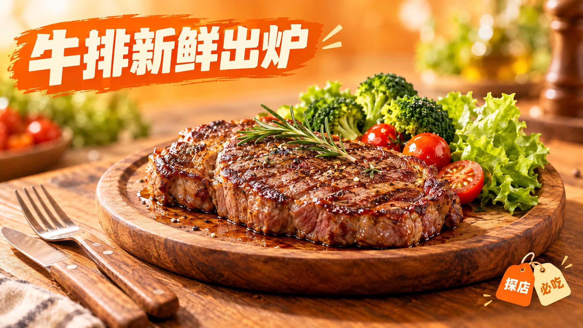 活力美食风格的美食商业摄影画面，暖橙色为主色调的明亮背景，画面… - 图片创意预览