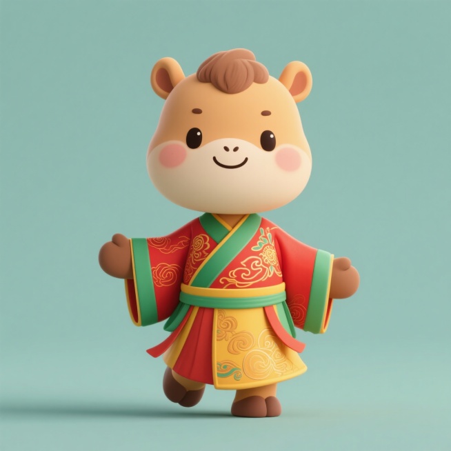 给古都长安设计个官方旅游IP！要融合唐代文化（比如唐三彩马或者仕女）和现代潮流，做得萌一点。风格走国潮插画，线条圆润点，颜色参考唐代壁画但要更鲜亮活泼。性格嘛，要自信大方、热情好客、懂历史，可以带点小预览效果
