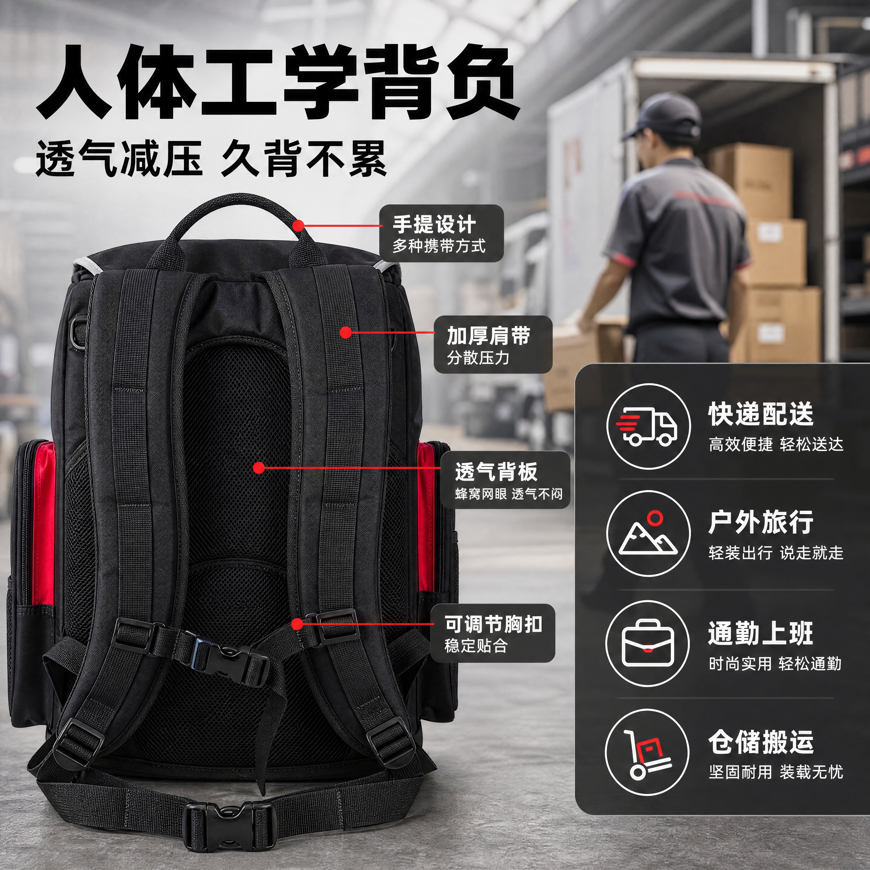 [商品] 使用【图5】背包背面背负系统图；商品处理：保留双肩背… - 图片创意预览