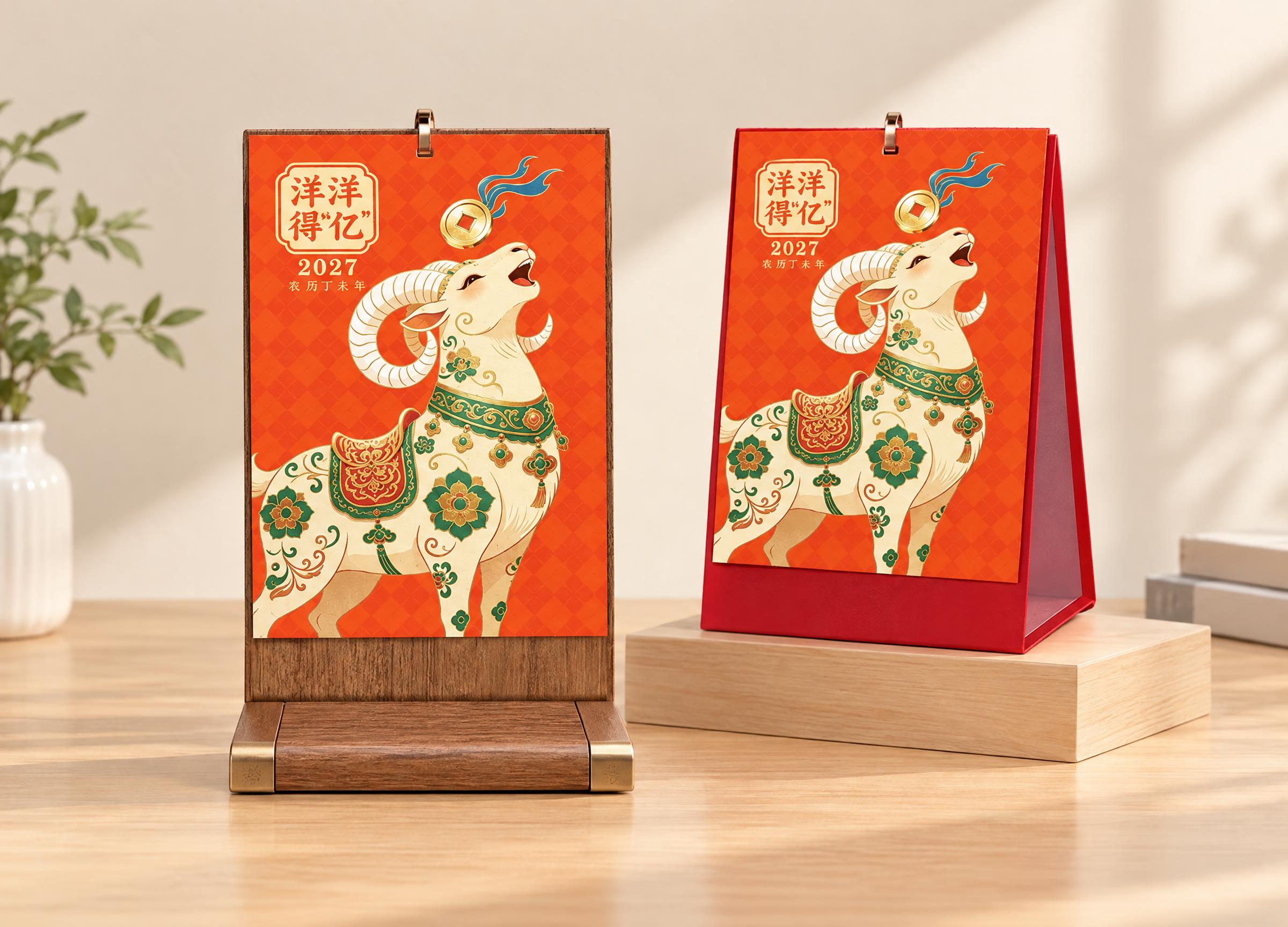 去除原图所有背景和文字标注，仅保留洋洋得亿A、B两款竖版台历实… - 图片创意预览