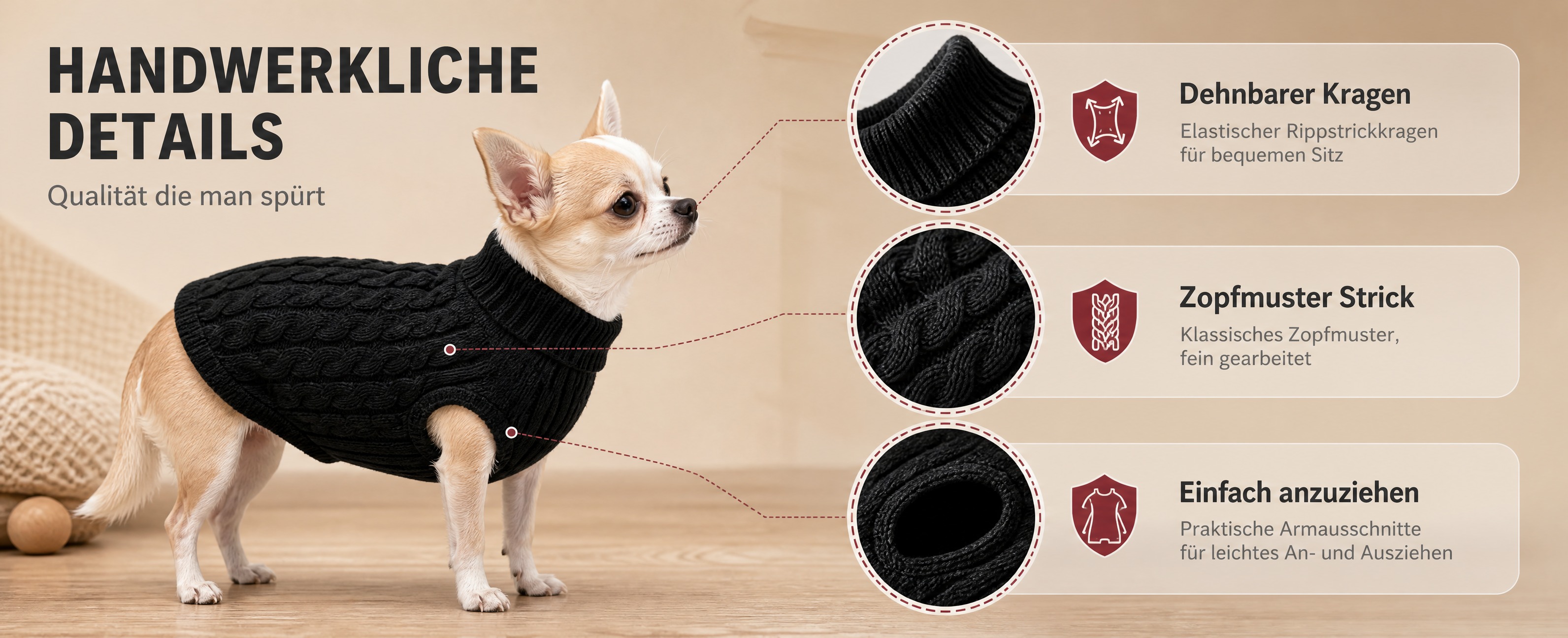 [商品] 使用黑色麻花针织高领宠物毛衣；保留高领罗纹设计、麻花… - 图片创意预览