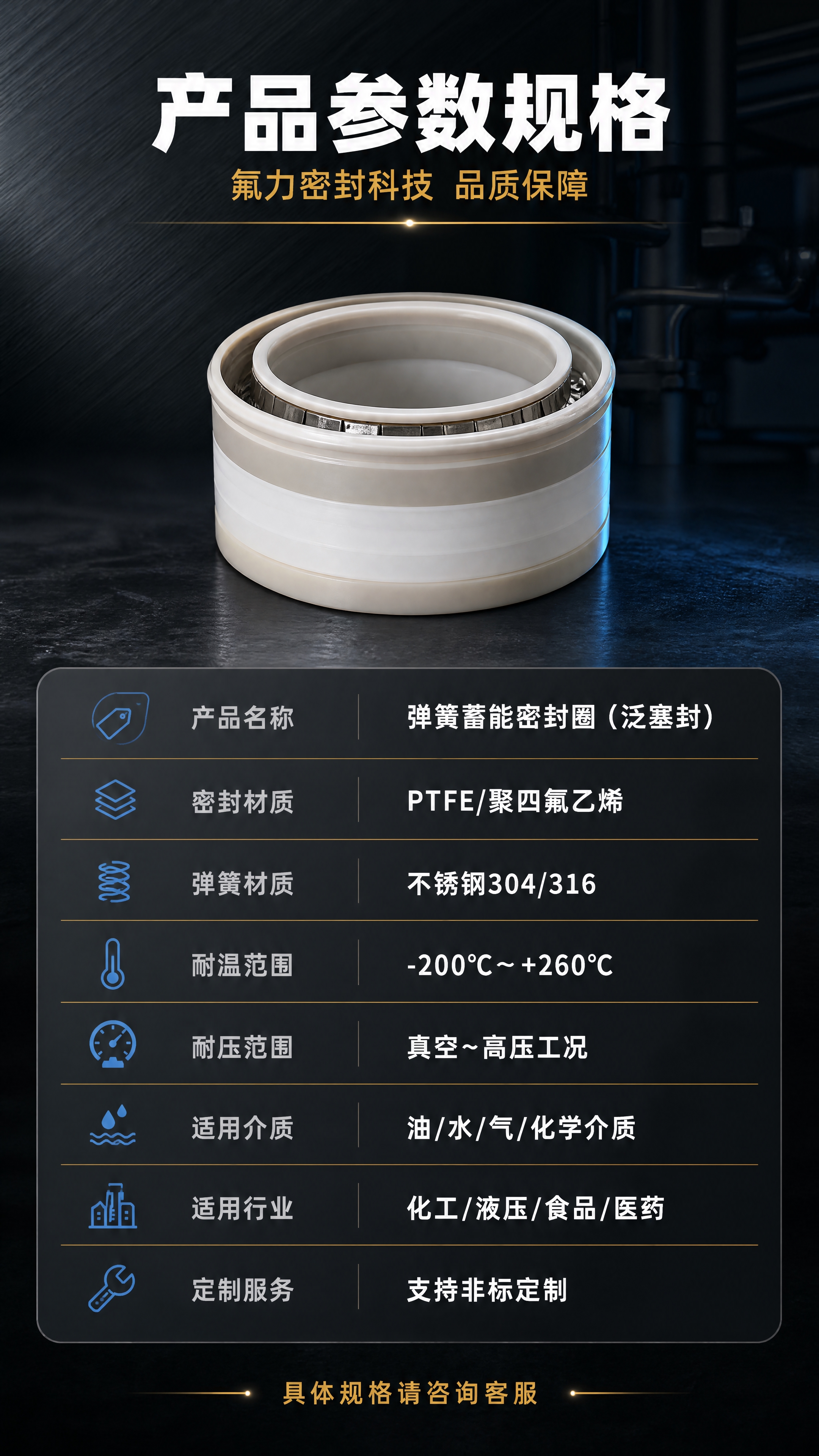 [商品] 使用【图7】浅米白色PTFE弹簧蓄能密封圈作为参数页… - 图片创意预览