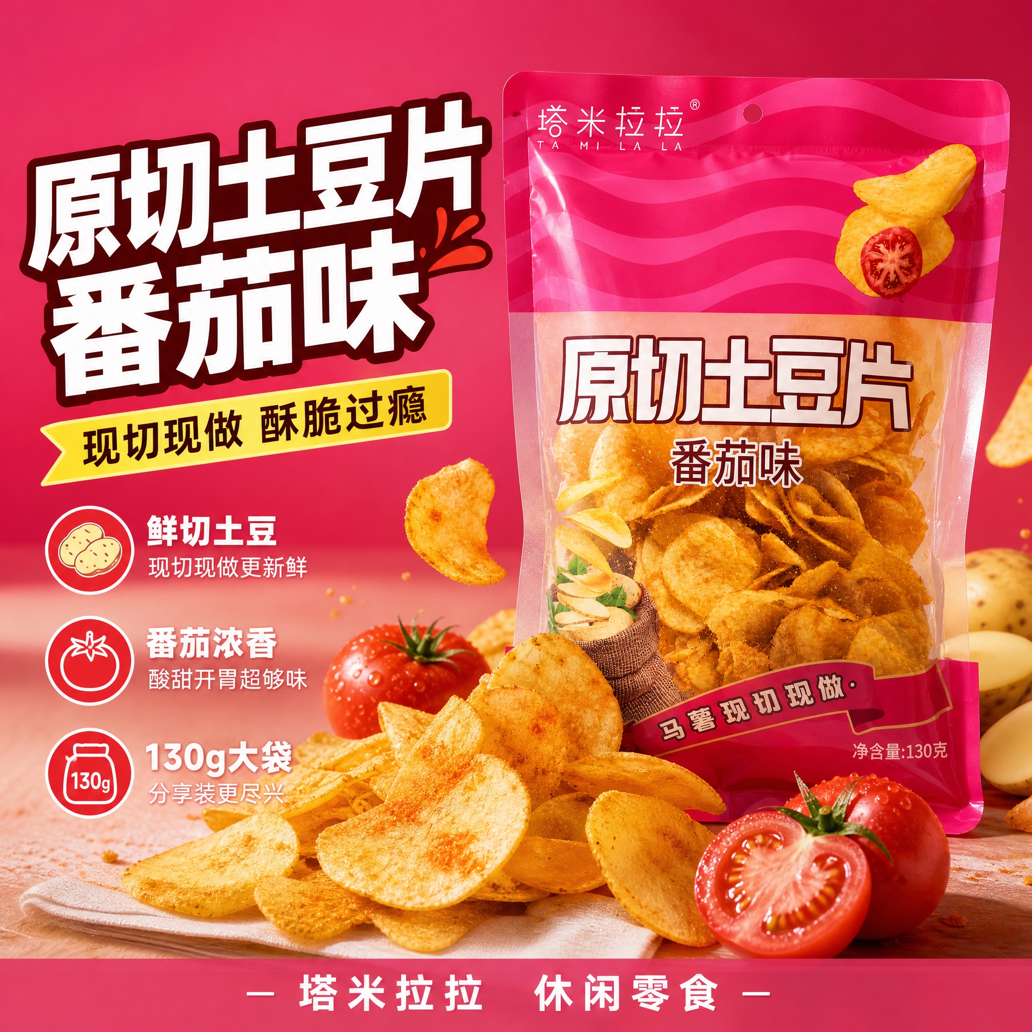 [主图-3] 塔米拉拉原切土豆片番茄味电商主图，爆款促销感路线… - 图片创意预览