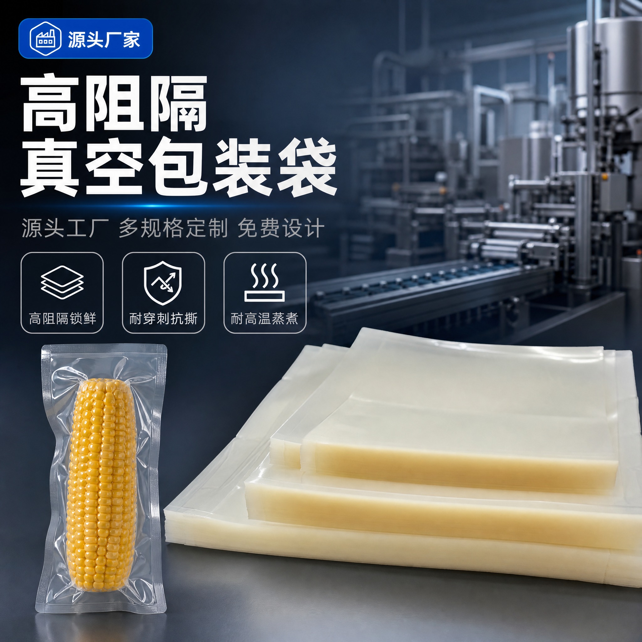 [主图-1] 源头厂家HG高阻隔食品真空包装袋首图，突出高阻隔… - 图片创意预览