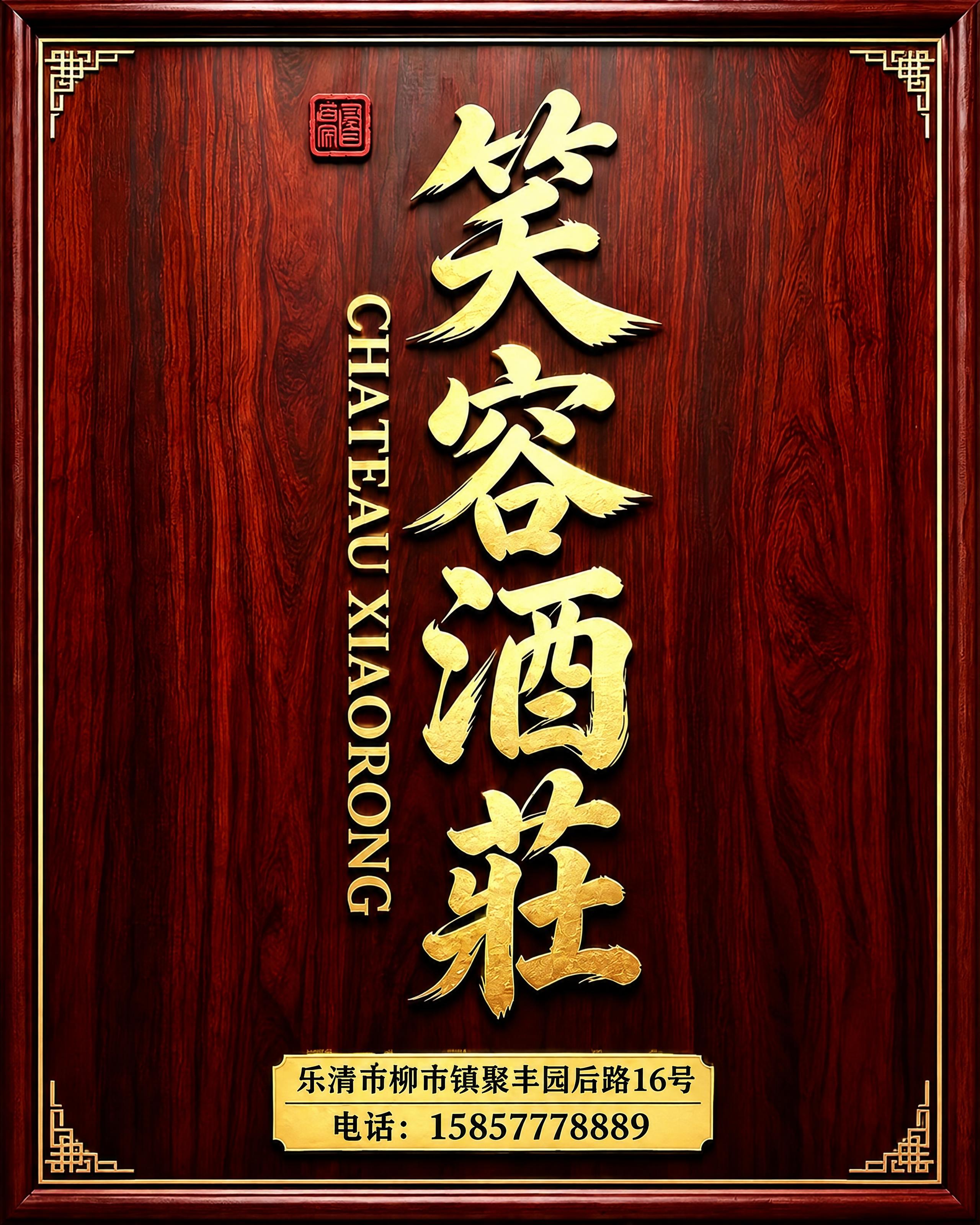 保持图片中所有元素和内容完全不变，包括'笑容酒莊'金色大字、'… - 图片创意预览