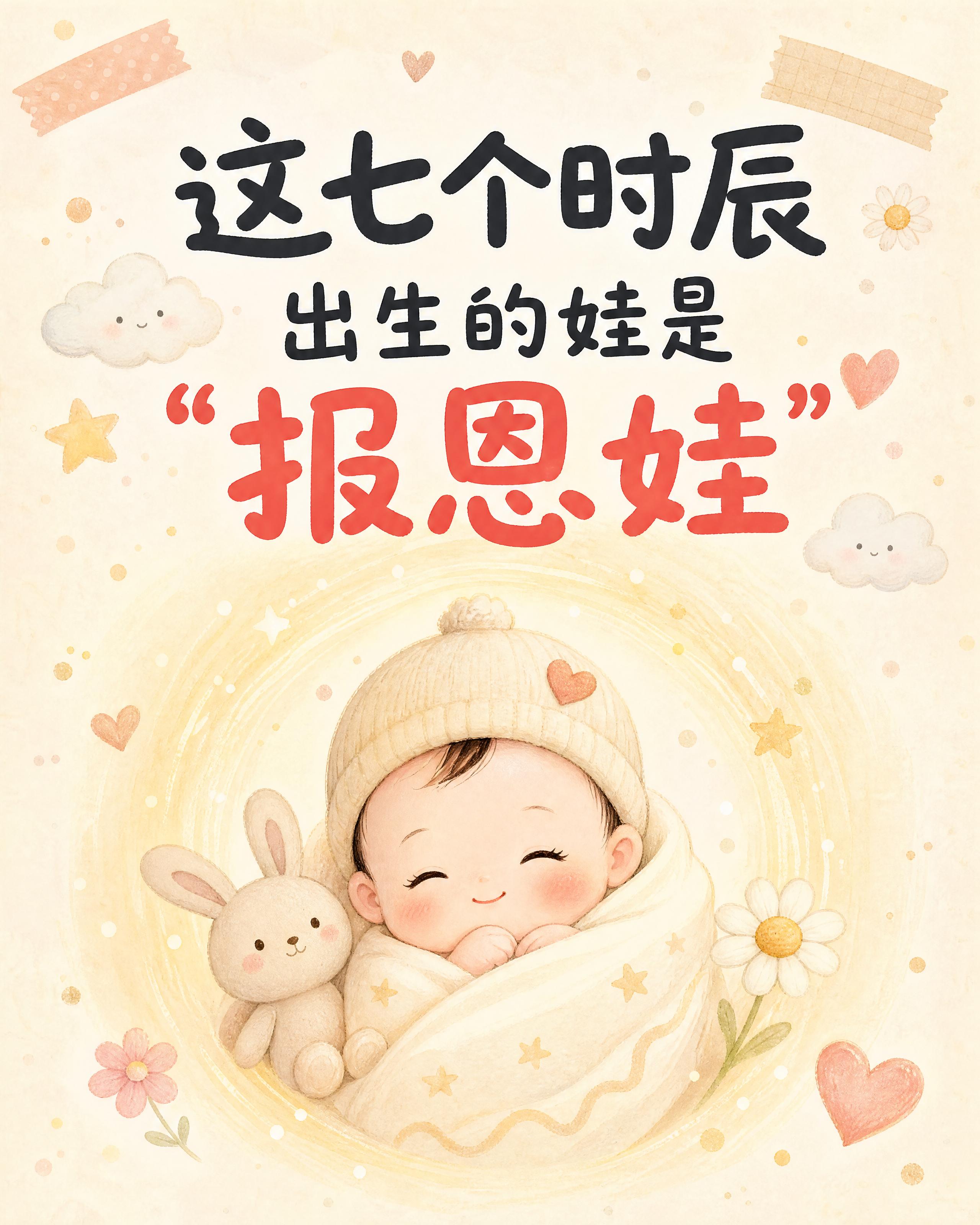 小红书笔记大字封面，插图大字，治愈绘本插画风母婴风格，版式精美… - 图片创意预览