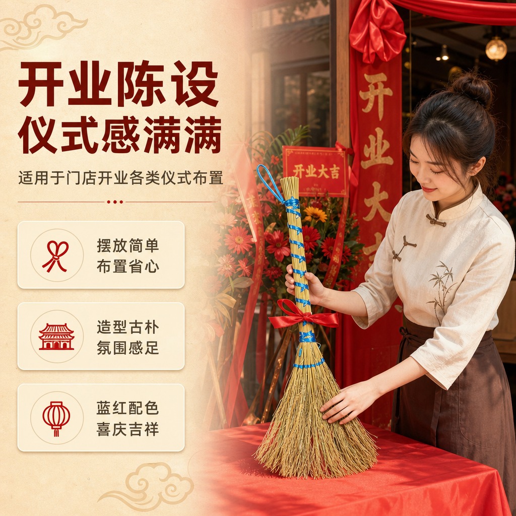 [商品] 使用【图2】糯稻草蓝绳捆扫把配红绳（手持展示）；保留… - 图片创意预览
