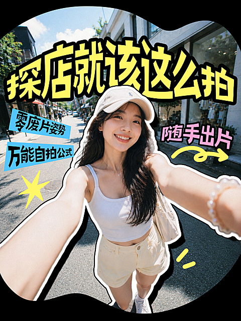 自拍攻略探店分享综艺感网感视频封面小红书封面