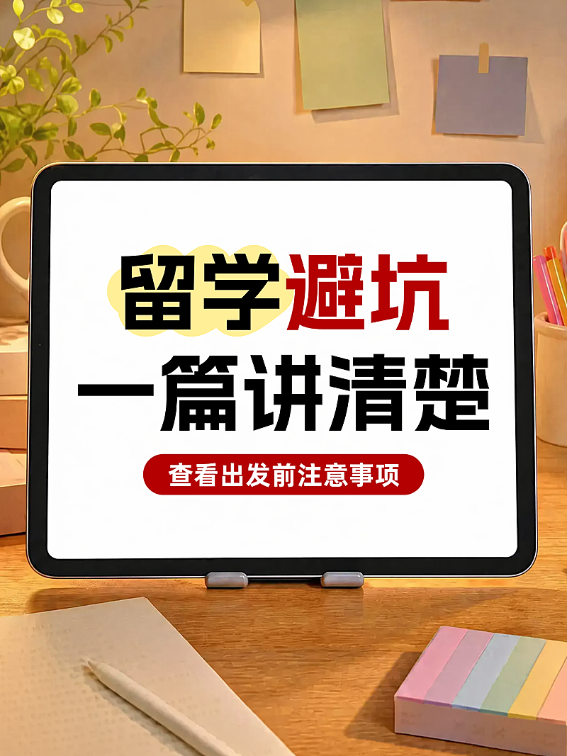 出国留学避坑经验分享拟真实景小红书封面