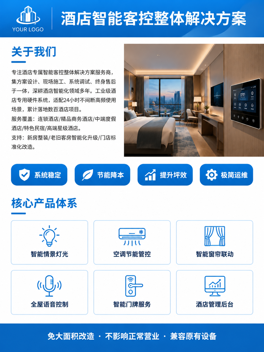 经典商务DM单风格竖版传单第一页，智慧酒店客控服务商。白色干净… - 图片创意预览