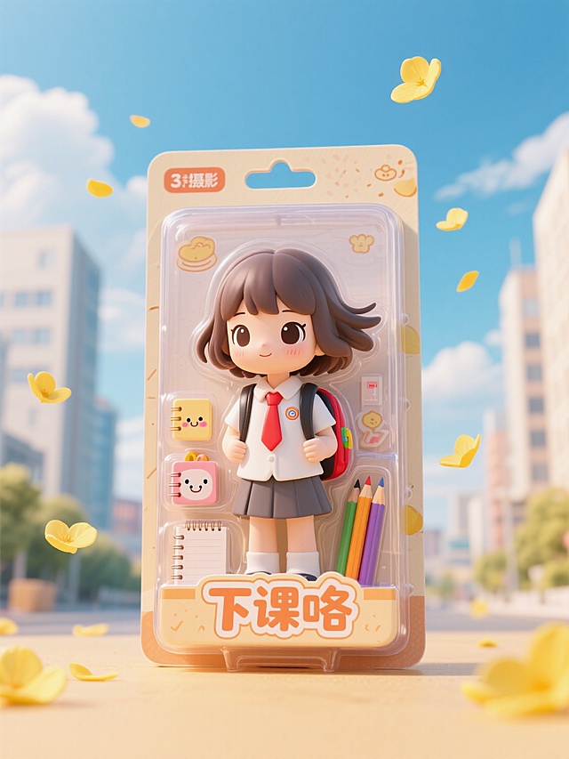 盒子上有描边文字“下课咯”