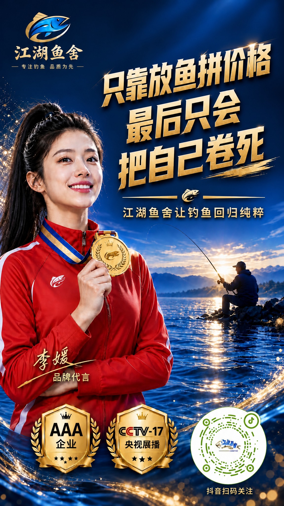 将海报右下角的二维码占位符区域，替换为真实的圆形抖音二维码（参… - 图片创意预览