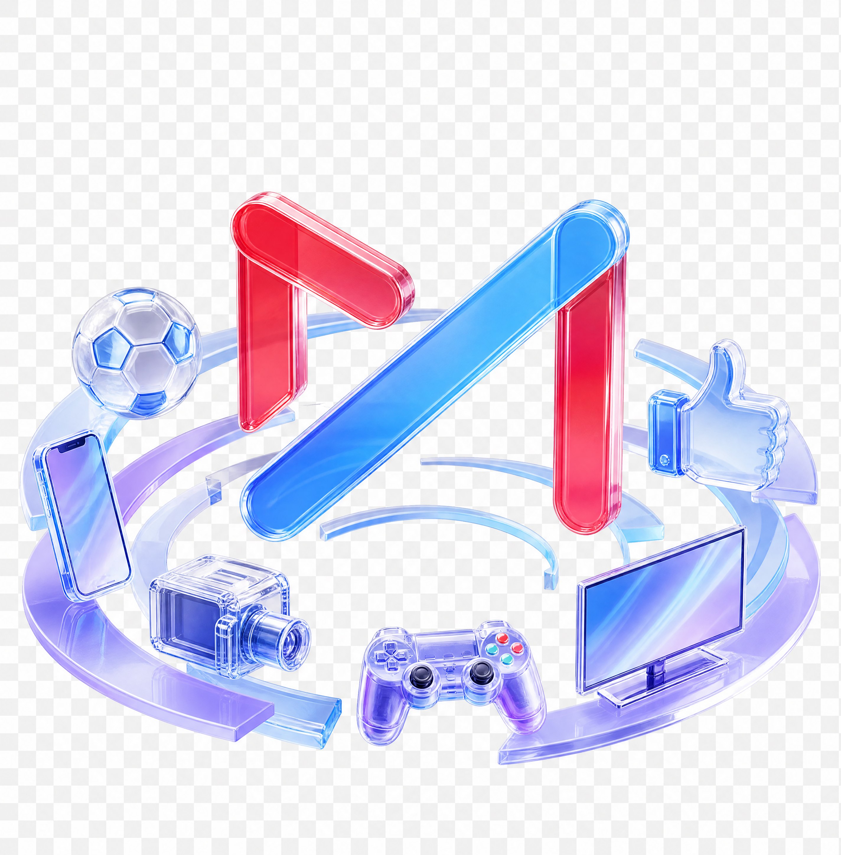 参考第一张图的3D玻璃质感科技风格，将中心的TikTok音符图… - 图片创意预览