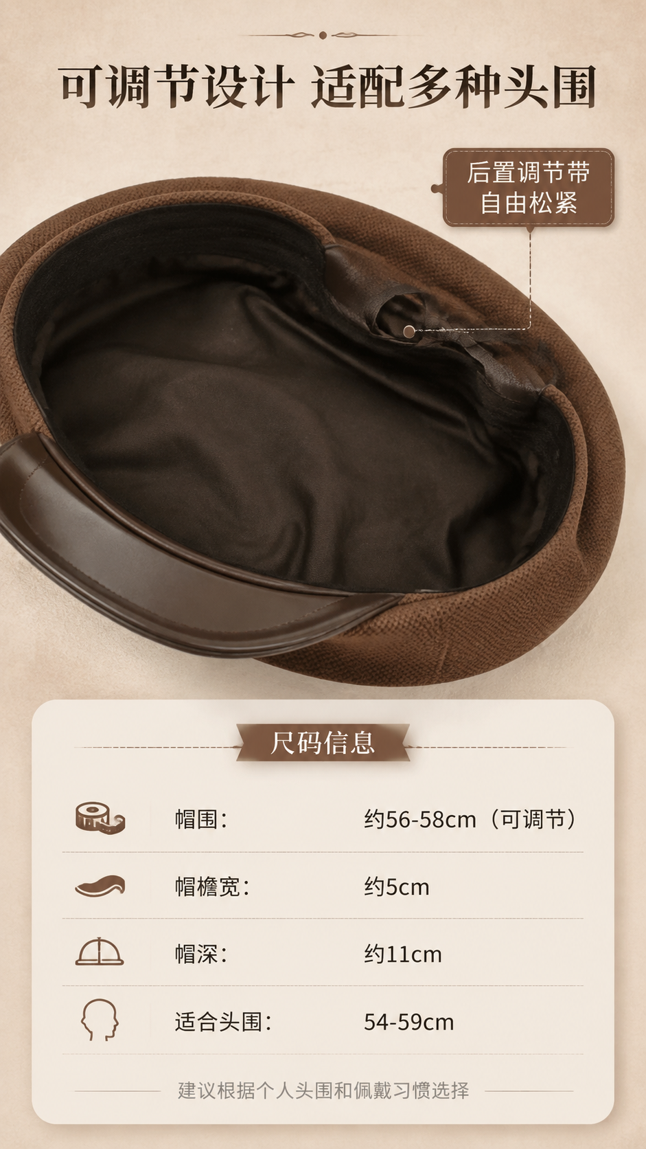 [商品] 使用【图8】棕色八角贝雷帽内里细节图；商品处理：保留… - 图片创意预览
