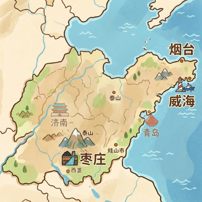 把这个大娃娃去掉 弱化济南 突出枣庄 威海 烟台 这三个城市预览效果