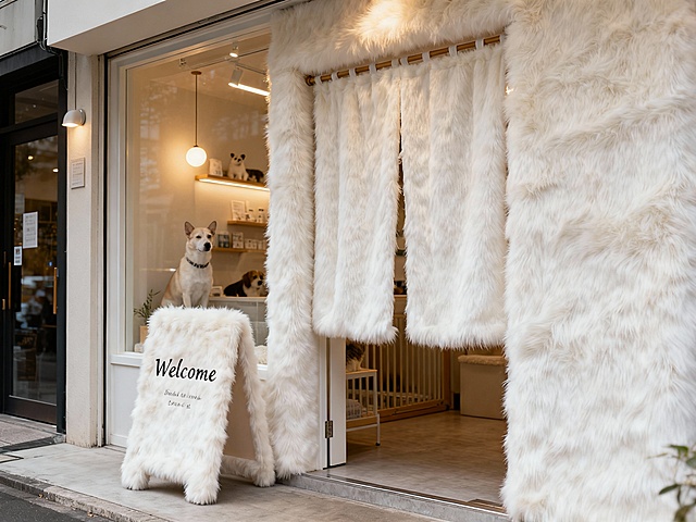 变身软糯米白毛绒质感，帮我生成十张宠物店场景