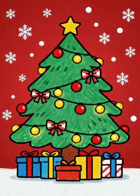 背景调整为圣诞红。将黄色的星星给为白色的雪花和雪球预览效果