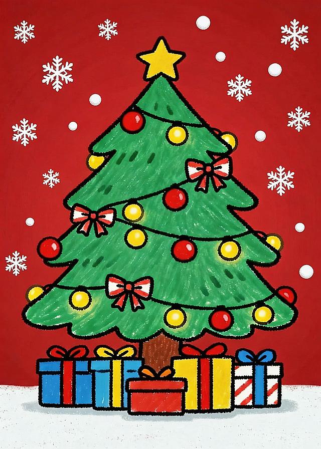 背景调整为圣诞红。将黄色的星星给为白色的雪花和雪球