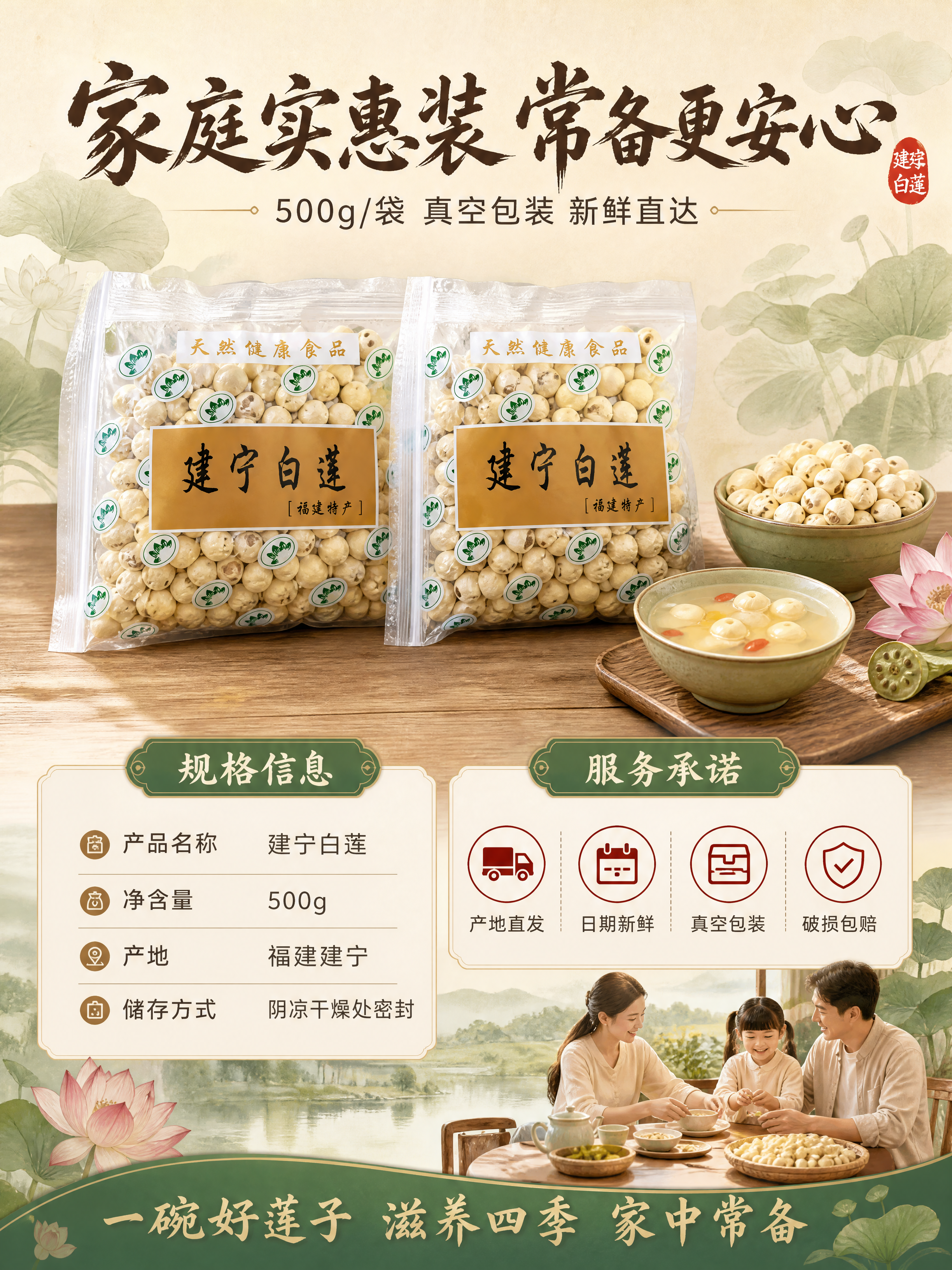 [商品] 使用【图1】袋装建宁白莲；保留包装外观与标签文字；两… - 图片创意预览