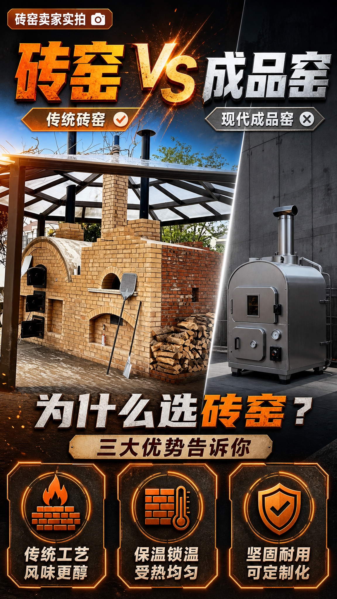 基于上传的砖窑实物图制作竖版视频封面海报，9:16比例。画面左… - 图片创意预览