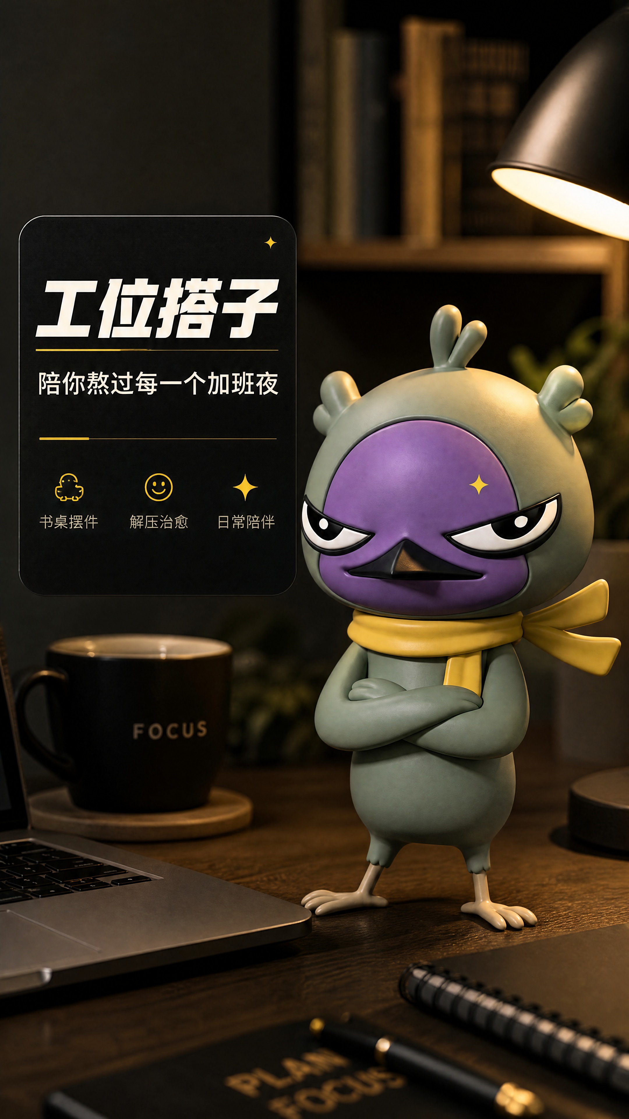 [商品] 使用【图1】年少轻狂鸭潮玩手办；保留灰绿色身体、紫色… - 图片创意预览