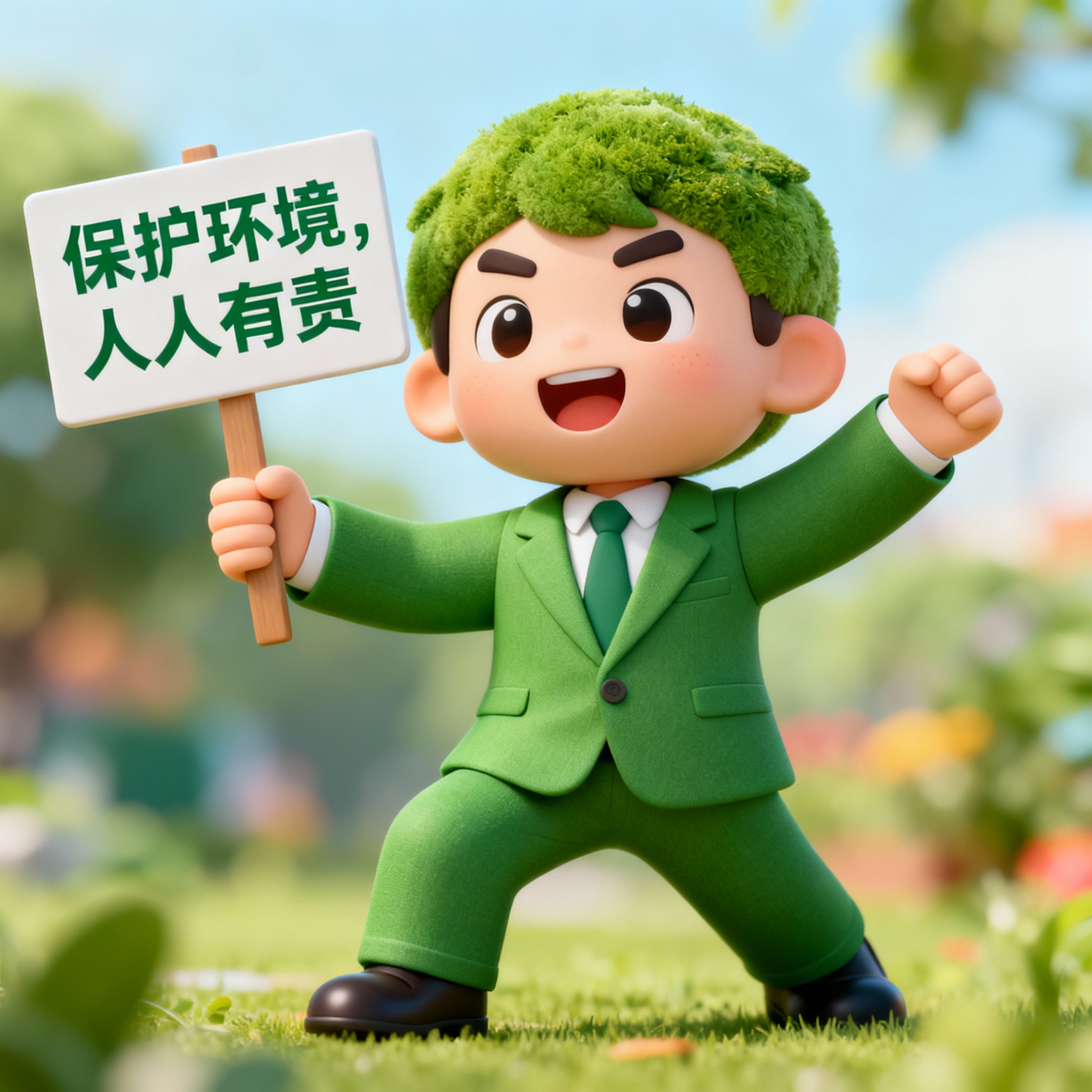 绿色系3D卡通提倡者形象图 - 图片创意预览
