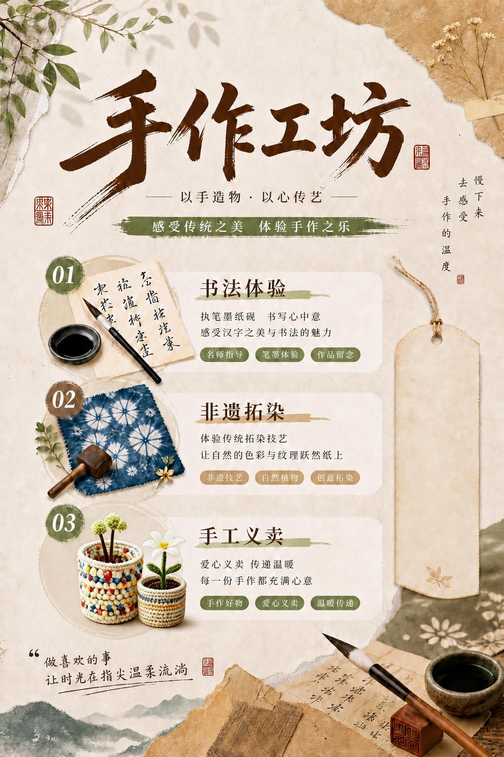 将图1中"手工义卖"旁边的插画替换为图2中的手工编织盆栽小花样… - 图片创意预览