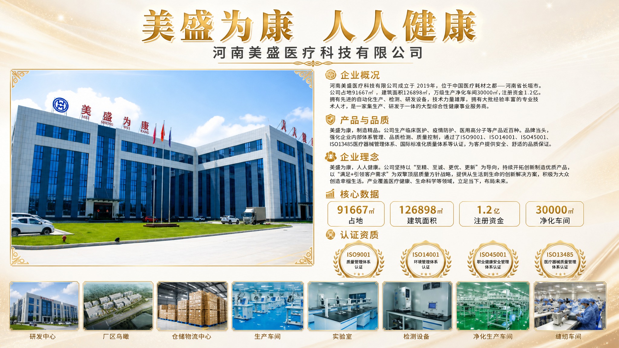 重新设计一张16:9横版的医疗科技公司简介墙海报，采用浅底色+… - 图片创意预览