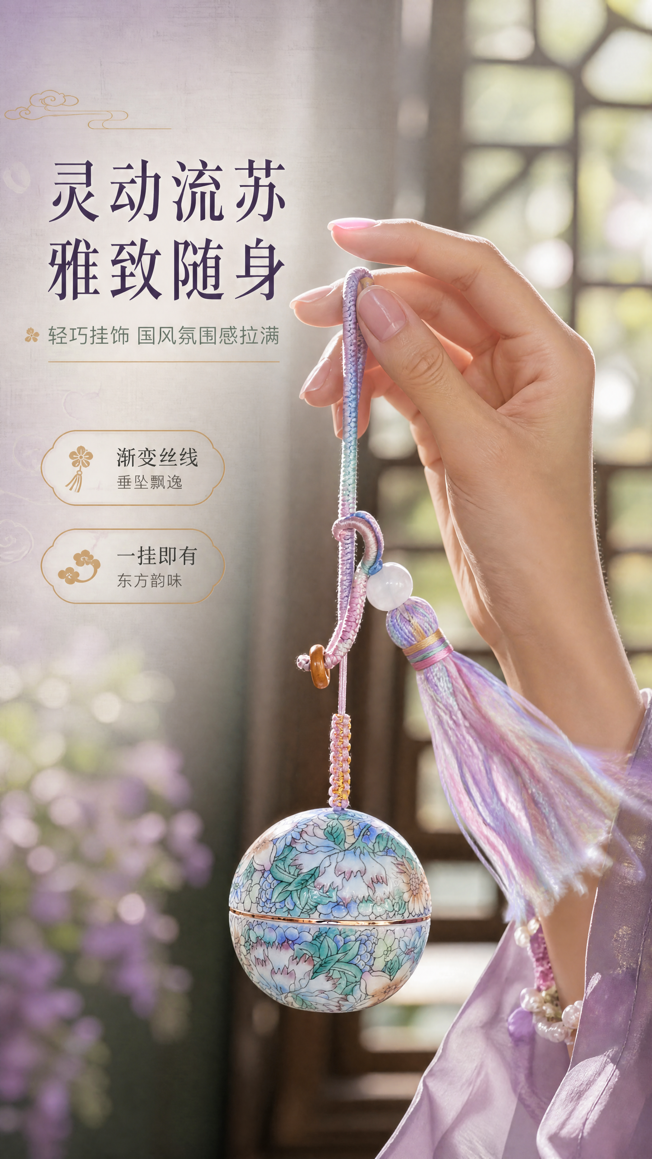 [商品] 使用【图1】国风万花款珐琅彩陶瓷球形分装罐挂件；保留… - 图片创意预览