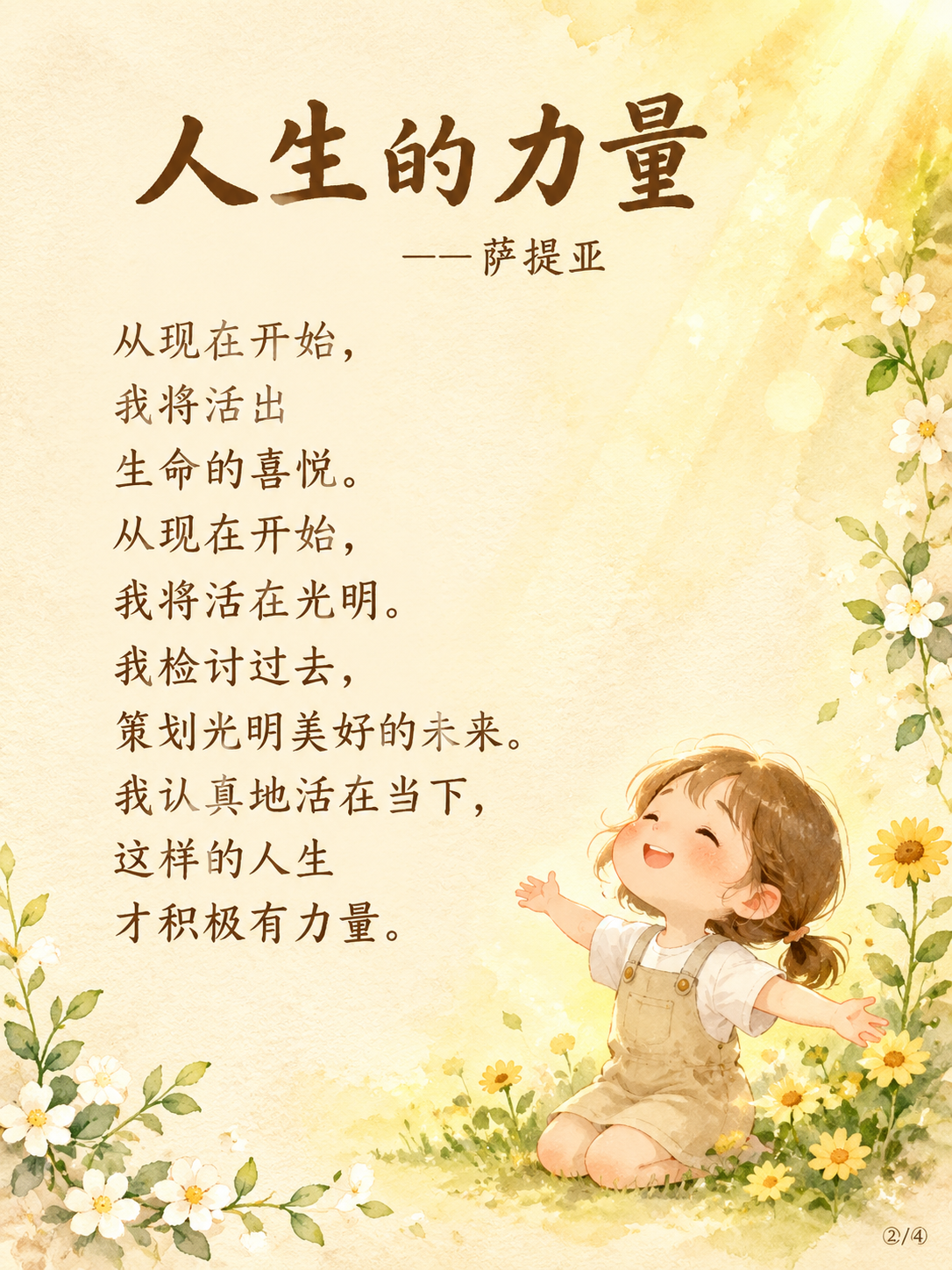 治愈系Q版儿童水彩插画风格竖版海报，比例3:4。暖米黄色干净通… - 图片创意预览