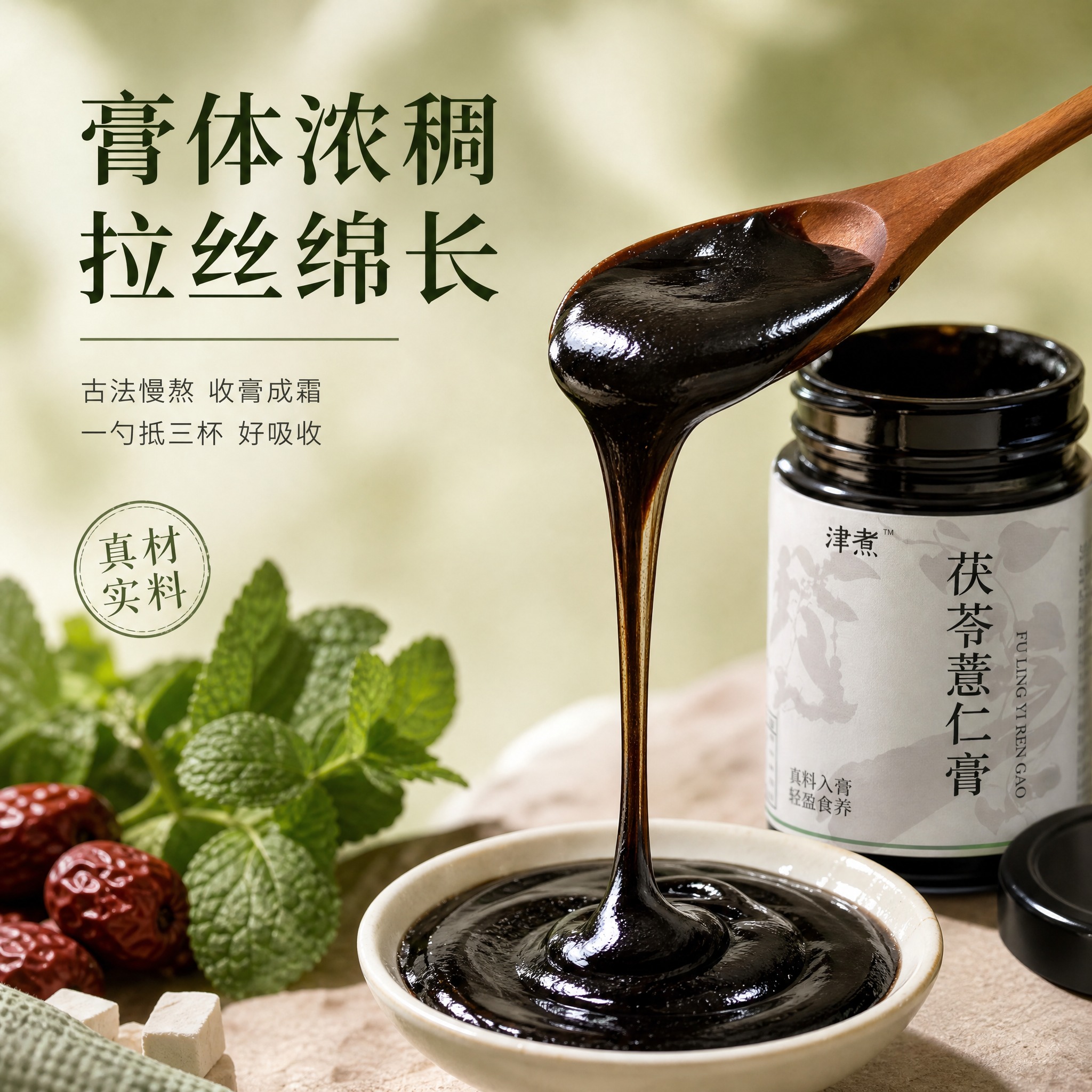 [主图-3] 细节与质地主题：膏体浓稠 拉丝绵长。核心任务是微… - 图片创意预览