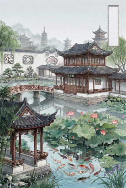 这个延伸的墙太白太空了，前面的水和草呢？再给那个墙上加点窗景预览效果