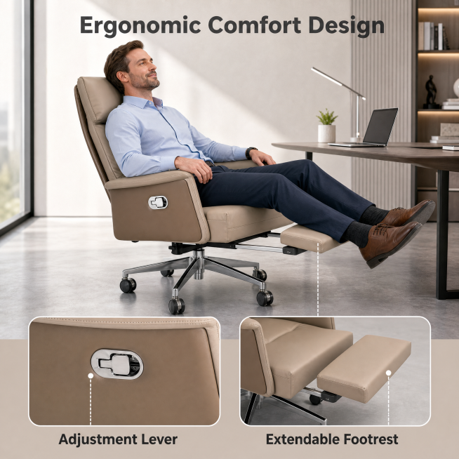 [Main image-2] Ergonomic function display of reclining office chair.
[Atmosphere style] modern busin预览效果