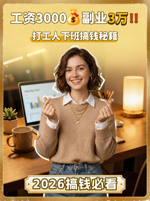 副业搞钱主题小红书封面预览效果