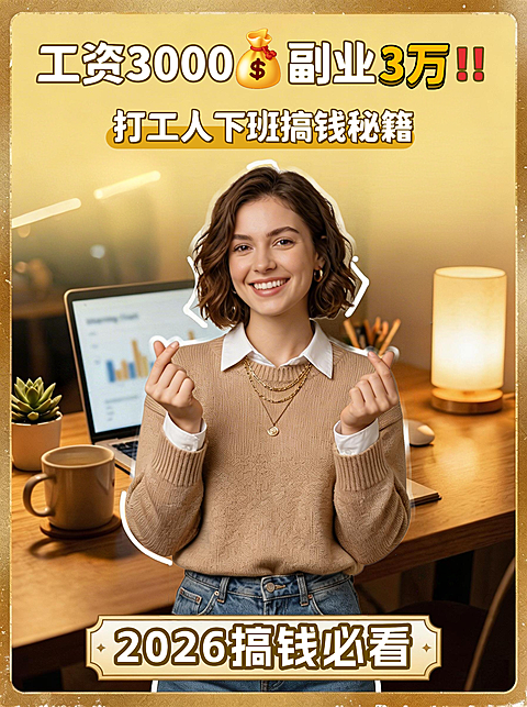 副业搞钱主题小红书封面