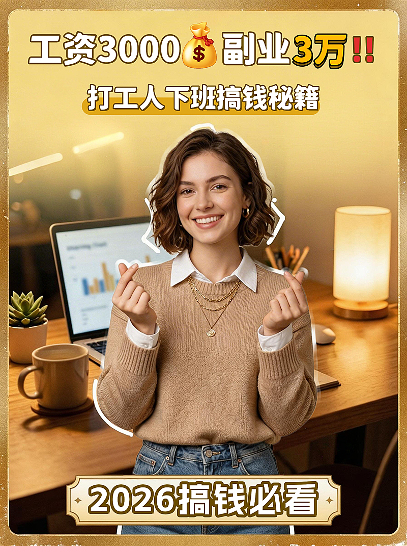 副业搞钱主题小红书封面