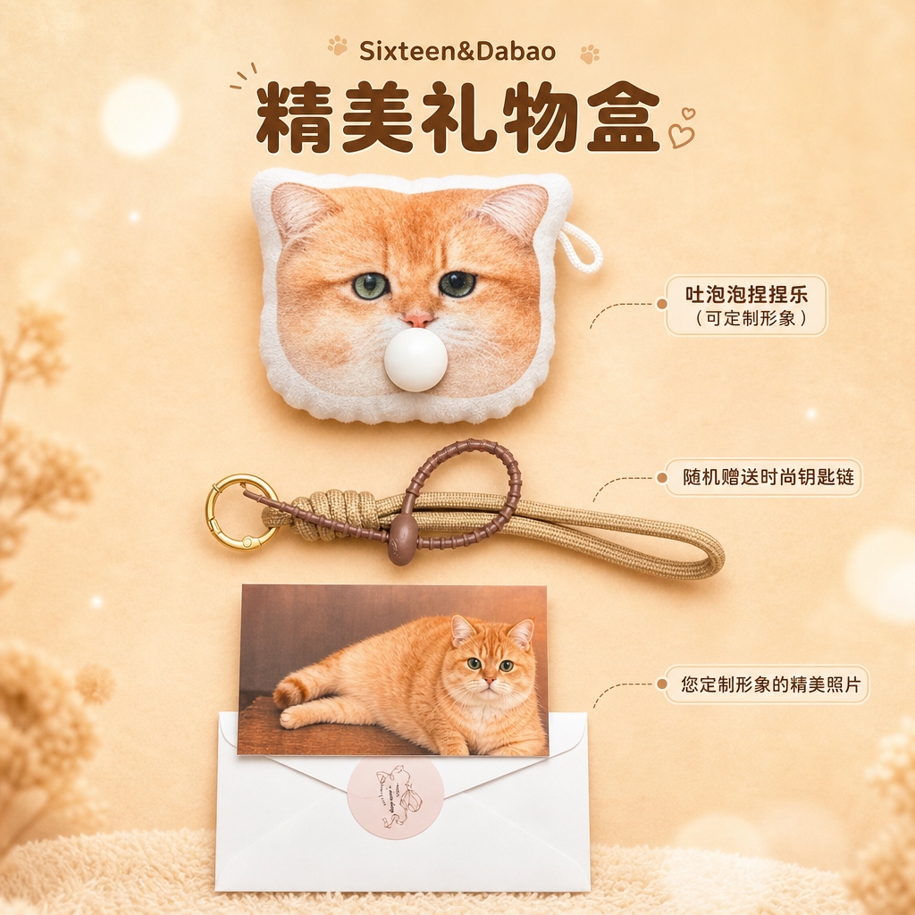 [商品] 使用【图1】中的三件套商品：①橘猫形象吐泡泡捏捏乐（… - 图片创意预览