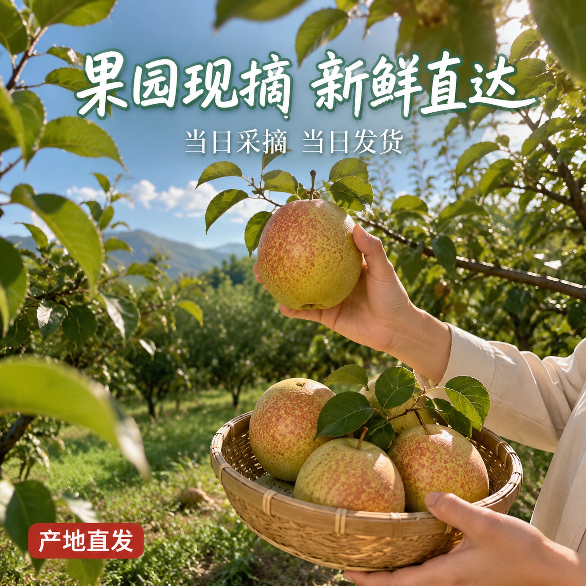 [主图-4] 丹霞红酥梨场景体验图 果园现摘生活方式 [氛围风… - 图片创意预览